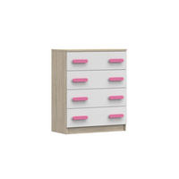 KINDERKOMMODE INGE 02 80/90/40 cm Weiß+Sonoma/Rosa - Weiß/Rosa, Holzwerkstoff (80/90/40cm) - Deine Möbel 24