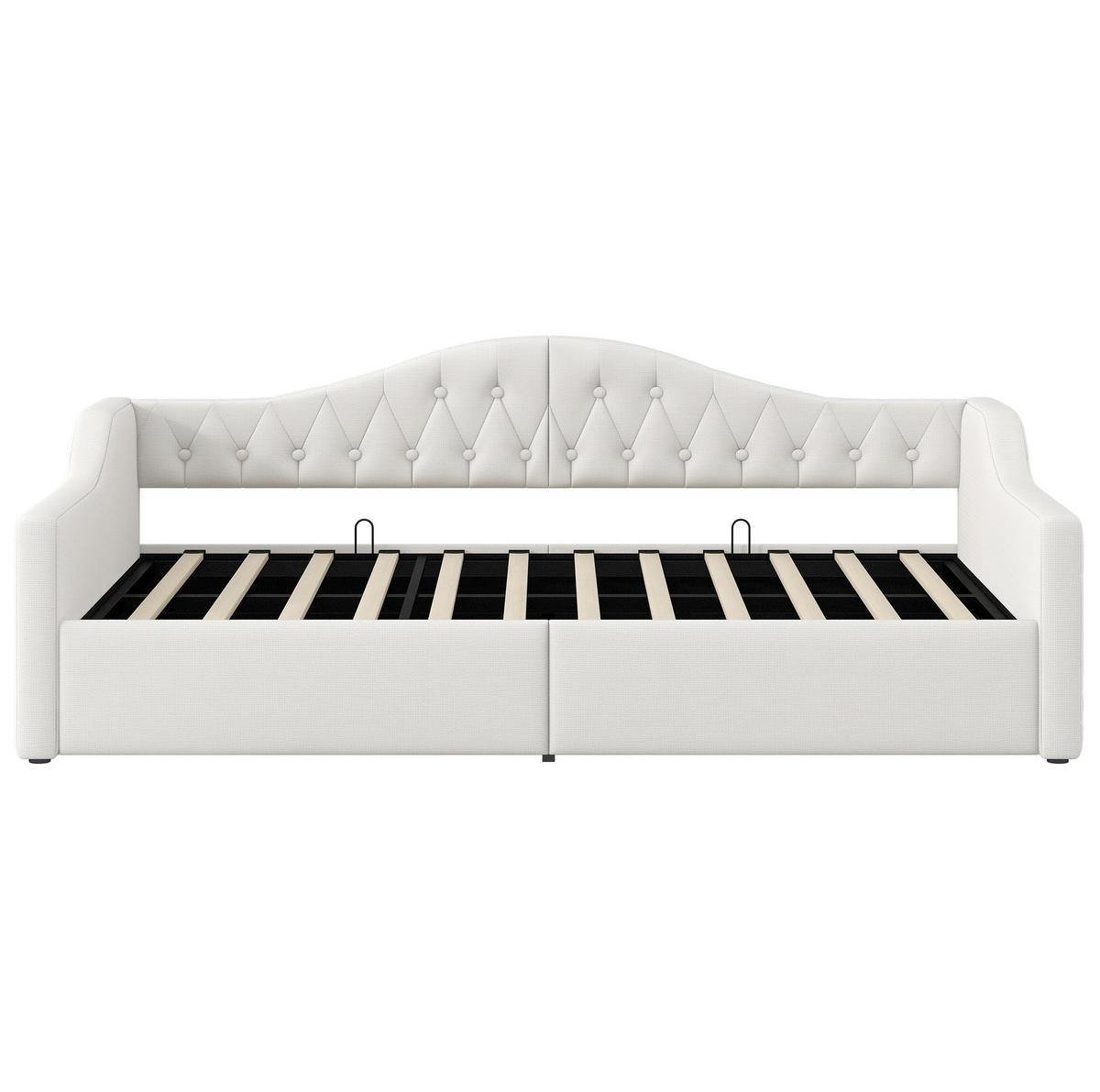 POLSTERBETT 90/200 cm mit LED-Beleuchtung und Stauraum in Beige - Beige, Holzwerkstoff (90/200cm) - BEAOK