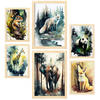POSTER Set Mit 6 Wald und Savanne Größe A3 & A4 Rahmen aus hellem Holz - Beige, Papier (29.7/1cm) - Nacnic