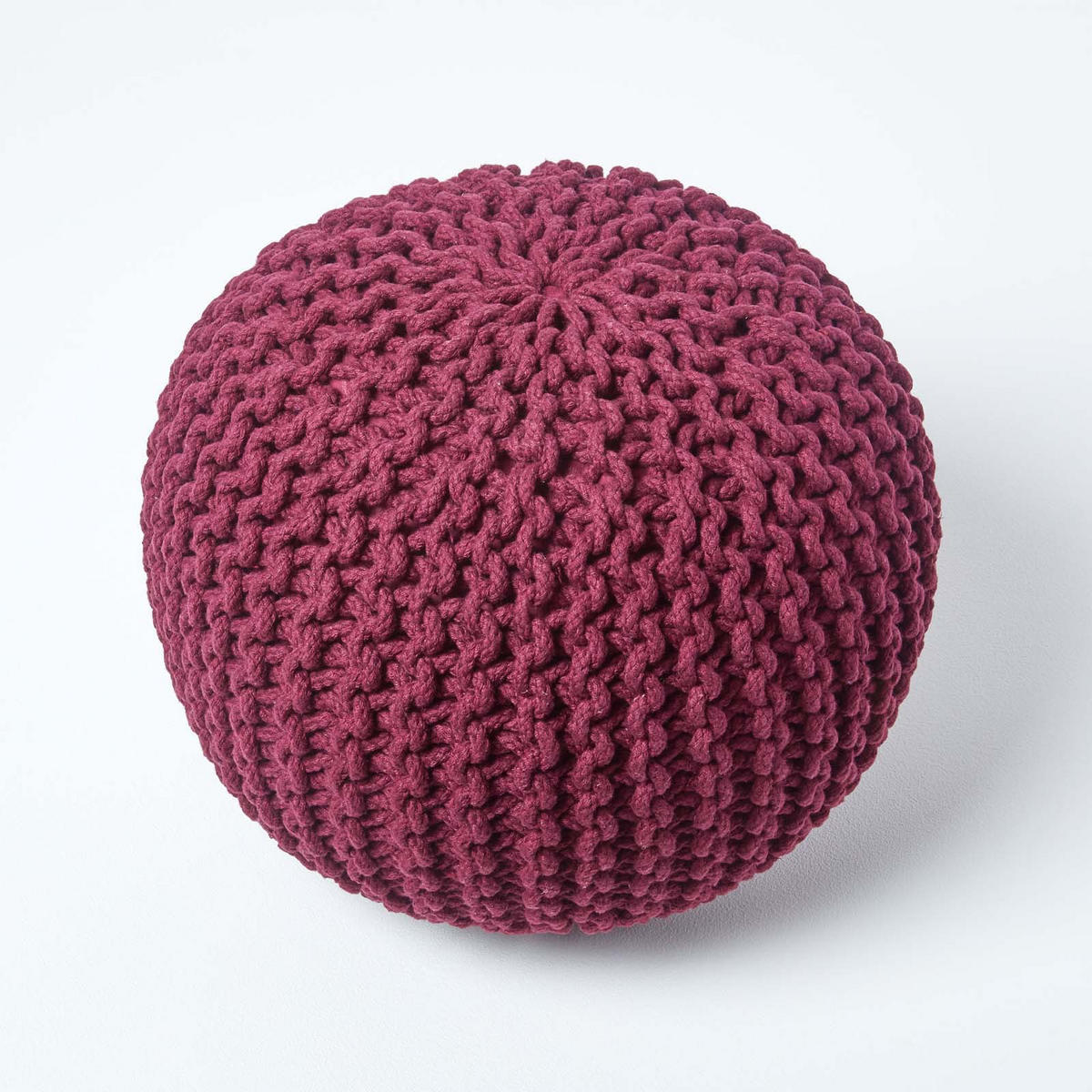 STRICK-POUF weinrot, 40/40/35 cm - Weinrot, Textil (40/35/40cm) - Homescapes
