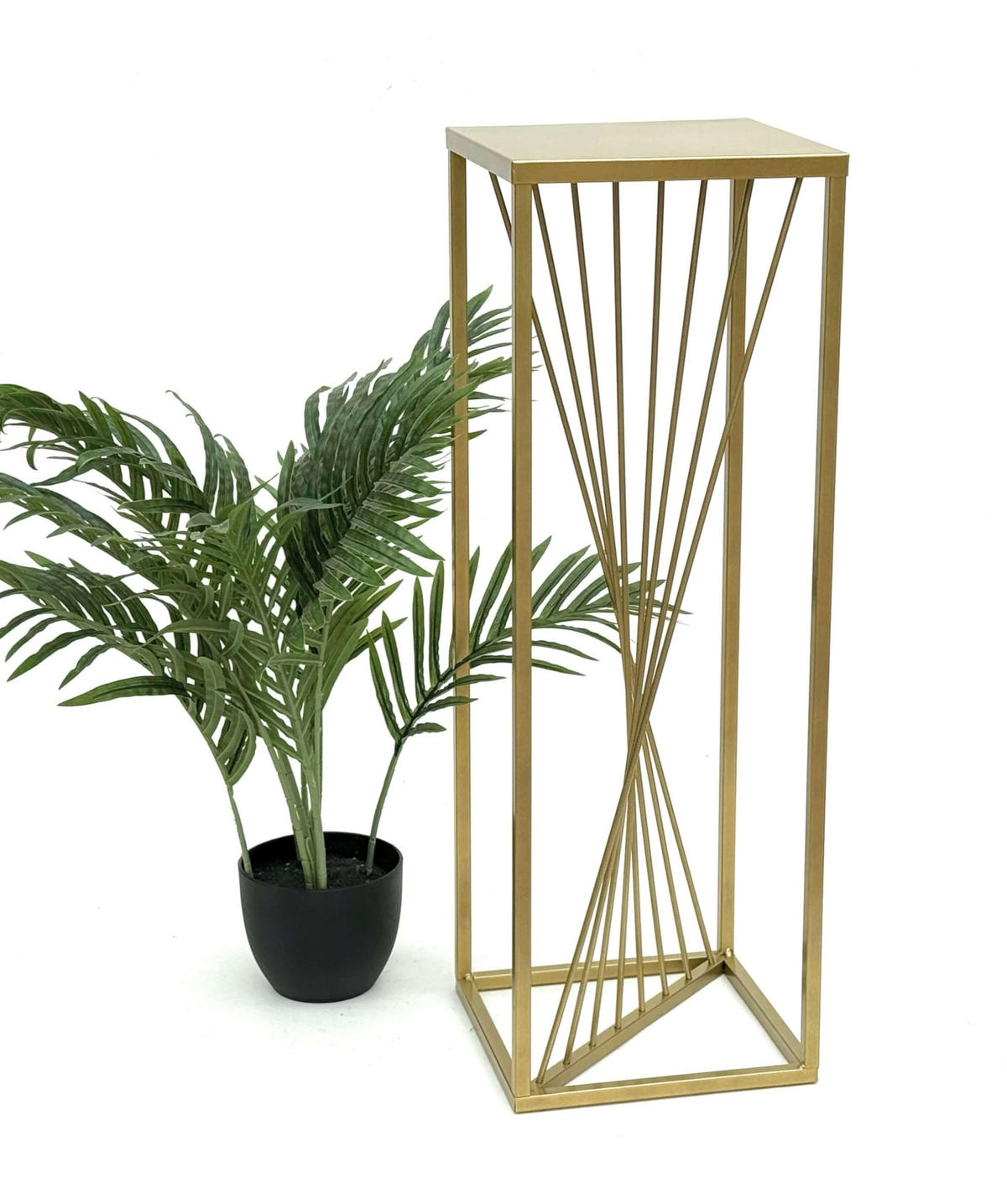BLUMENHOCKER Metall Gold Eckig 70 cm - Goldfarben, Metall (24/70/24cm) - DanDiBo