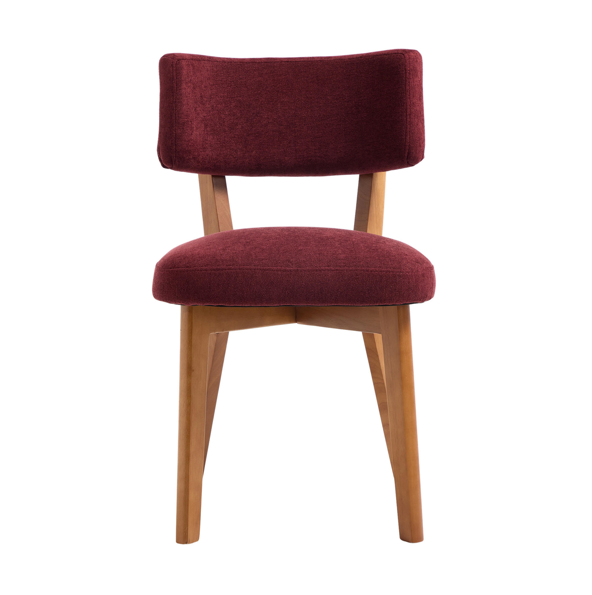VIERFUSSSTUHL 54,5/47/77 cm weinrot aus Holz mit Stoffpolsterung - Weinrot, Holz (47/77/54.5cm) - OKWISH