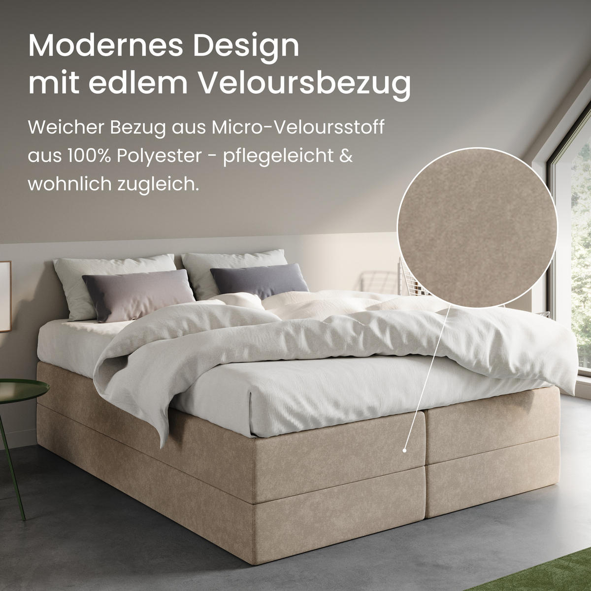 BOXSPRINGBETT mit Bonnell Matratze, 160 x 200 cm, in Beige - Beige, Naturmaterialien (160/200cm) - Home Collective