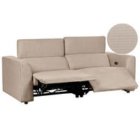 2-SITZER-SOFA Cord sandbeige USB-Port elektrisch verstellbar Ulven - Sandfarben, Textil (222/76/106cm) - Beliani
