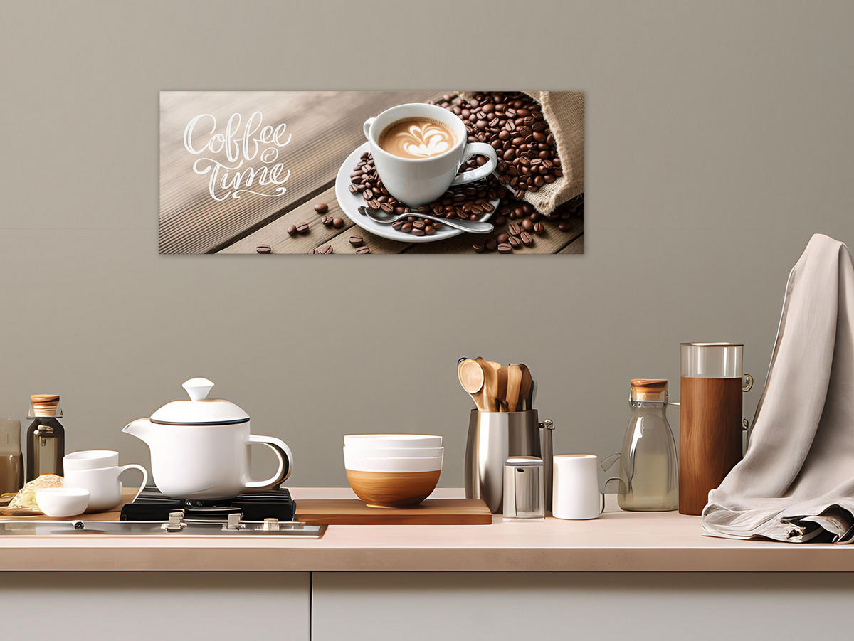 GLASBILD 80x30 cm Küche Kaffee beige - Beige, Glas (80/30cm) - artissimo