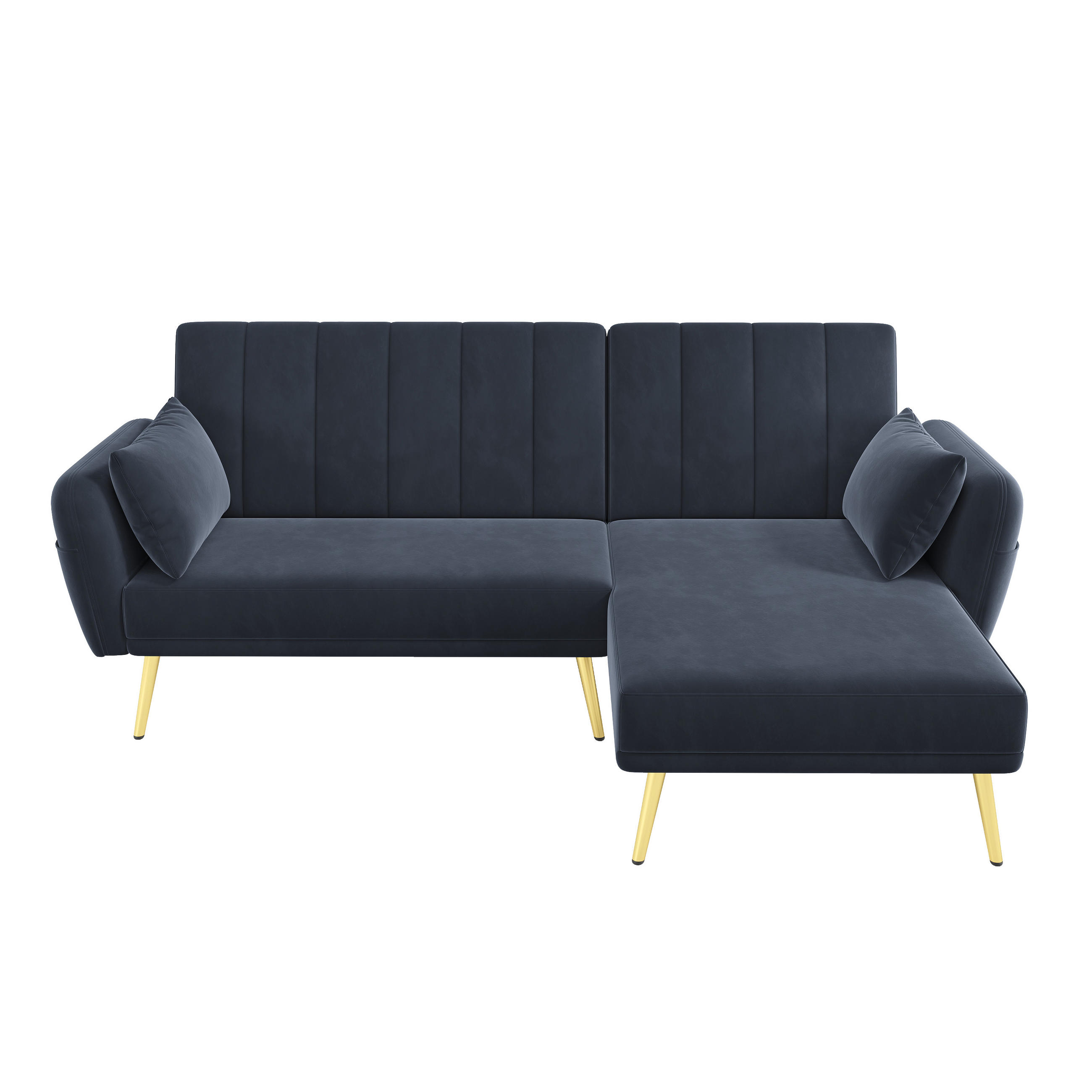 ECKSOFA L-Form Klappbett mit Zusatzecke Schlaffunktion Modern Schwarz - Schwarz, Holz (110.49/70.99cm) - FLIEKS