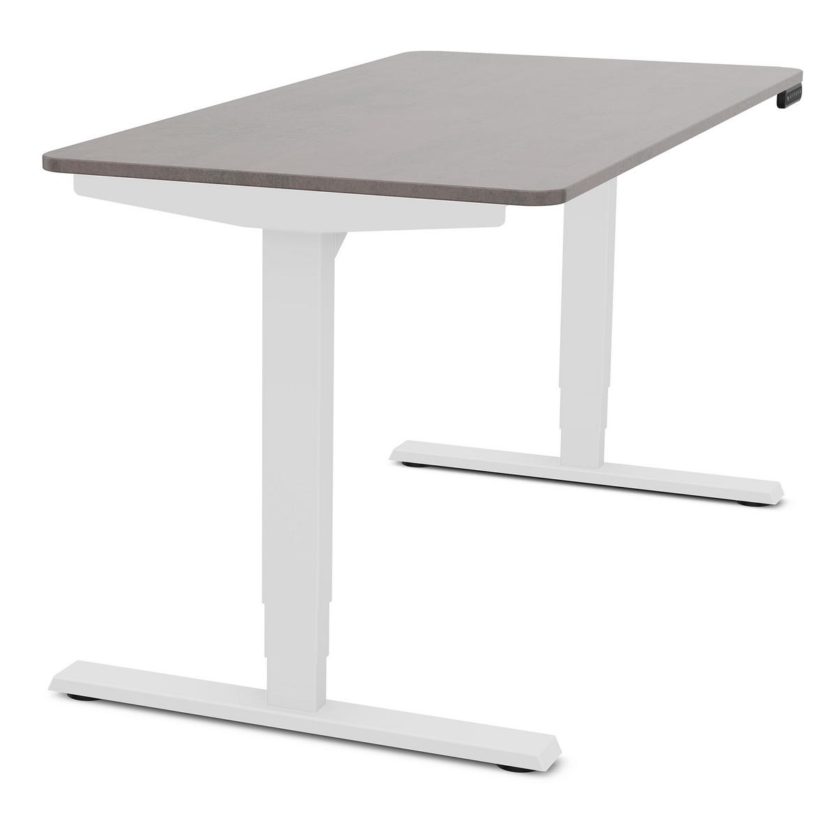 SCHREIBTISCH Elektrisch höhenverstellbarer Schreibtisch Y-Line Curved Sichtbeton Anthrazit Signalweiß 140/70/62-127cm - Schieferfarben/Weiß, Holzwerkstoff/Metall (70/140/127cm) - ASSMANN