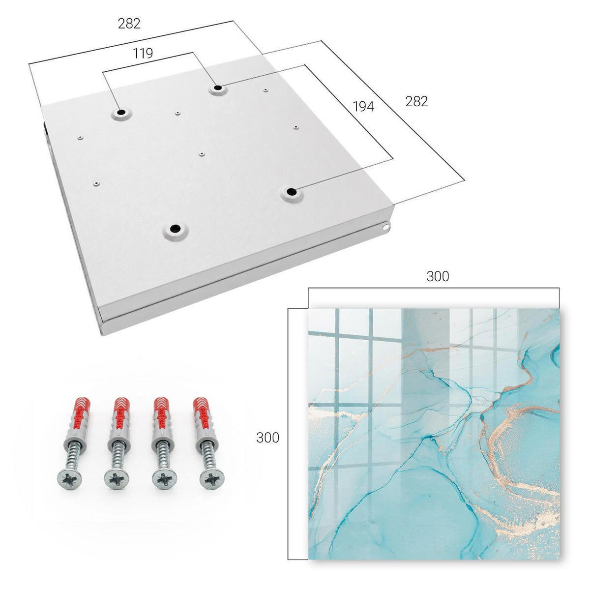SCHLÜSSELBOX Weiß 30x30 cm – Türöffnung nach rechts - Blaue Träume - Blau, Metall (30/30/5cm) - TULUP