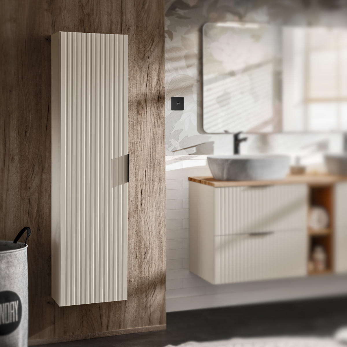 HOCHSCHRANK ADEN SZK1 Griffe in 3 Farben Cachemire - Kaschmir, Holzwerkstoff (35/140/25cm) - Komodee