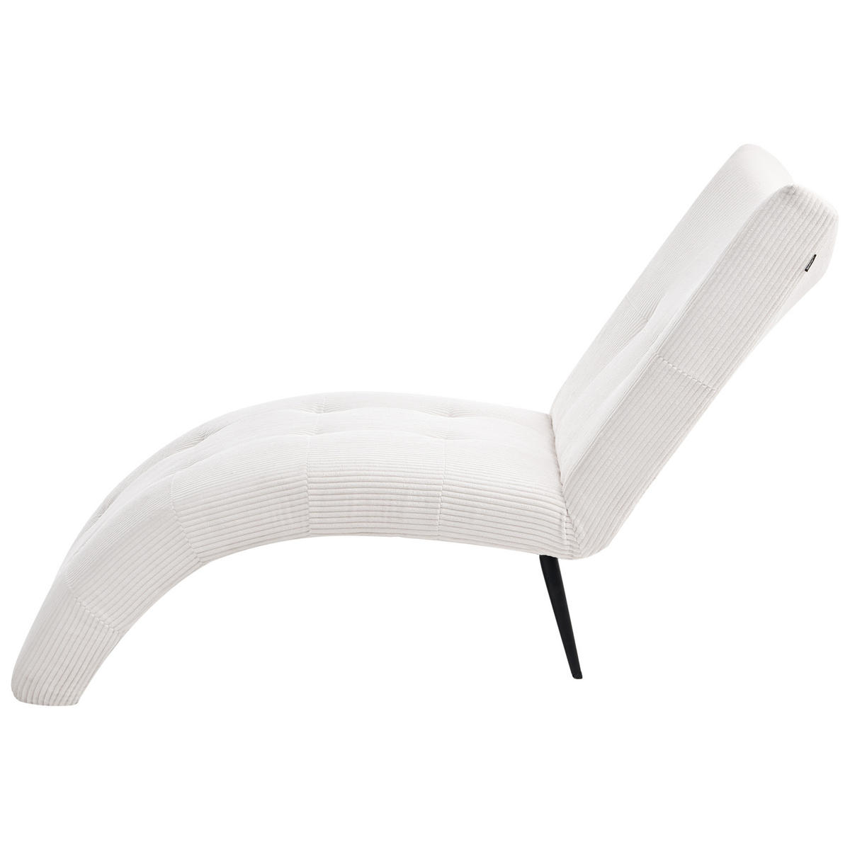 ČALOUNĚNÉ LEHÁTKO CHAISE LONGUE Manšestr Krémově bílé Quilly - bílá/černá, textil (83/97/153cm) - Beliani