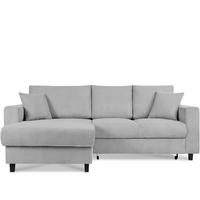 ECKSCHLAFSOFA EGRET Links mit Bettkasten, Cord-Stoff, hellgrau - Hellgrau, Textil (234/90cm) - KONSIMO®