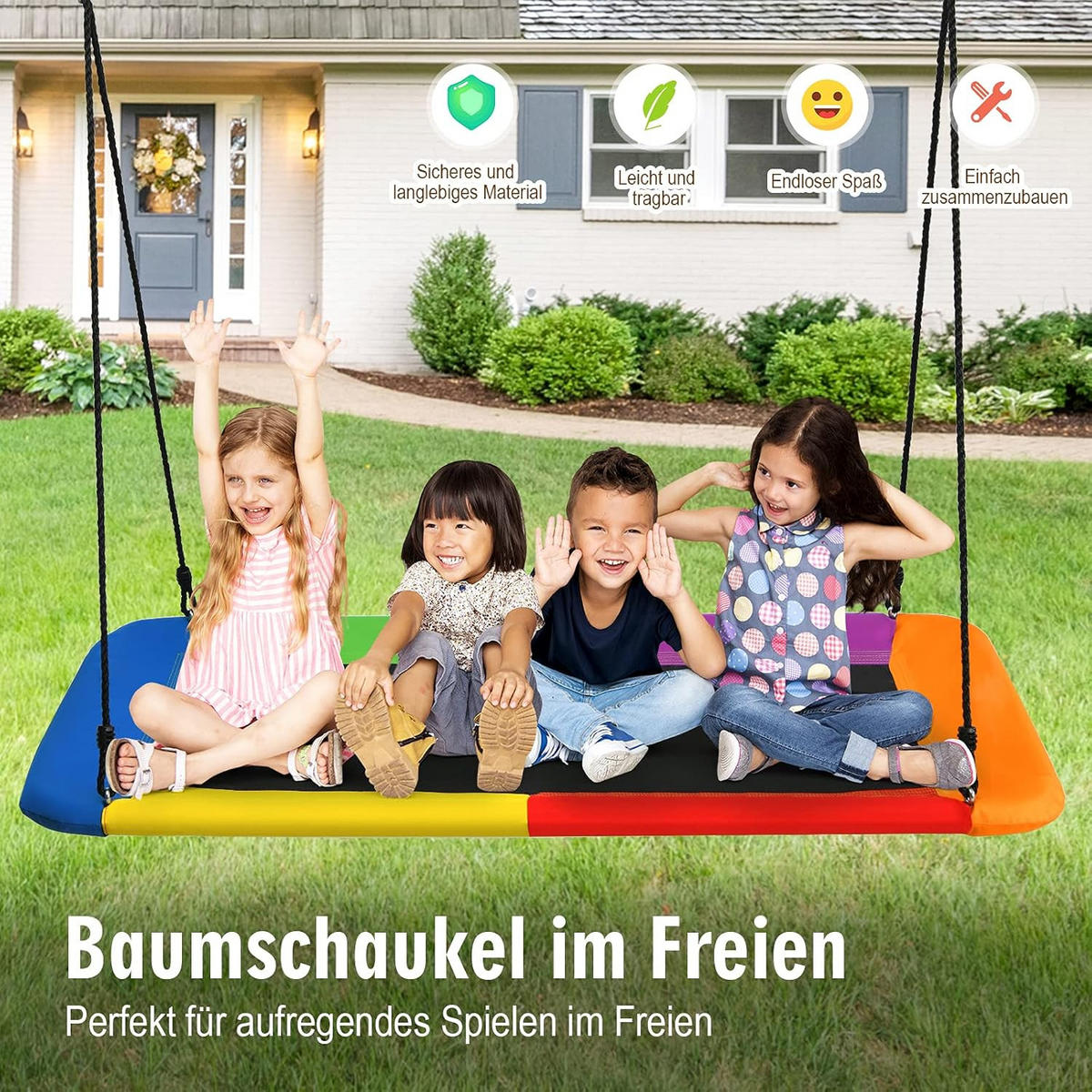 NESTSCHAUKEL Bunt - Multicolor, Textil (150/180/80cm) - COSTWAY