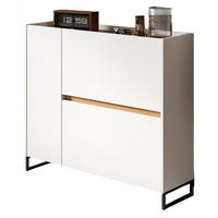 SCHUHKIPPER weiß und Artisan Eiche, Schuhschrank 110 x 94 cm, Soft-Close, Borga - Schwarz/Weiß, Holzwerkstoff/Metall (110/94/32cm) - Inn.Furn