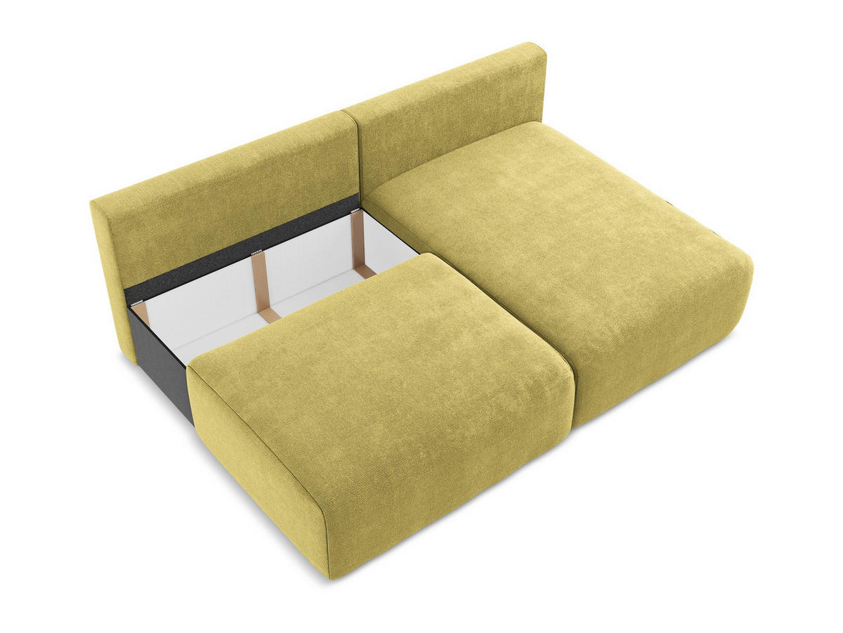 ECKSOFA mit Schlaffunktion rechts Chenille Stoff Grün - Limette/Schwarz, Kunststoff/Textil (210/149cm) - Makamii