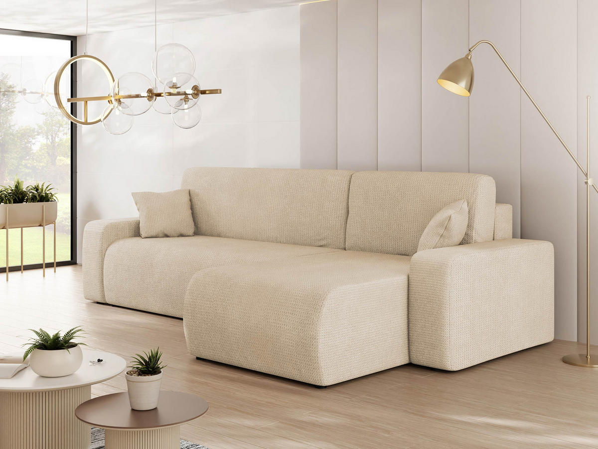 ECKSOFA Piano - Schwarz/Naturfarben, Holz/Kunststoff (244/145cm) - MIRJAN24