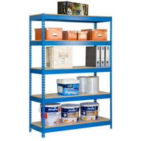 SCHWERLASTREGAL WOOD YETI LIGHT FIVE | HxBxT 200x100x60cm | Fachlast 300kg | Blau - Blau, Metall (100/200/60cm) - PROREGAL