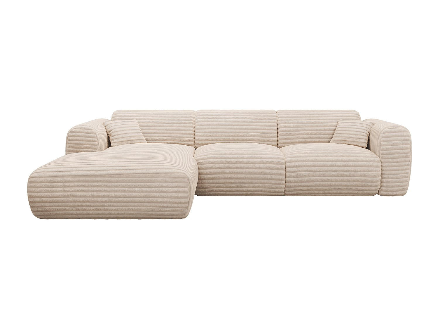 SOFA ohne Schlafmöglichkeit - 5 Personen - Samt, Stoff - Beige - Beige, Textil (280/73/165cm) - Vente-Unique