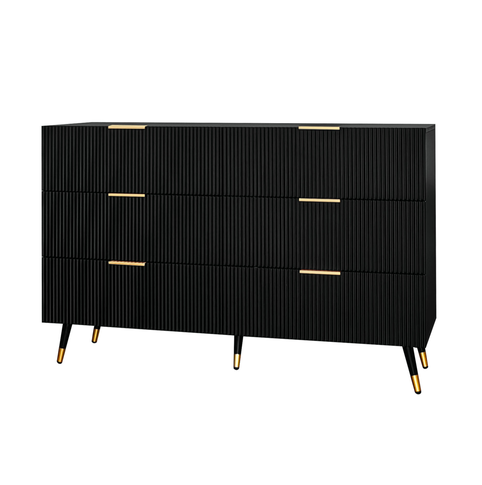 SIDEBOARD 120/40/77 cm aus Spanplatte mit 6 Schubladen Schwarz - Schwarz, Holzwerkstoff (120/40/77cm) - Modenvie