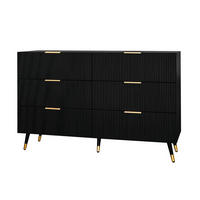 SIDEBOARD 120/40/77 cm aus Spanplatte mit 6 Schubladen Schwarz - Schwarz, Holzwerkstoff (120/40/77cm) - Modenvie