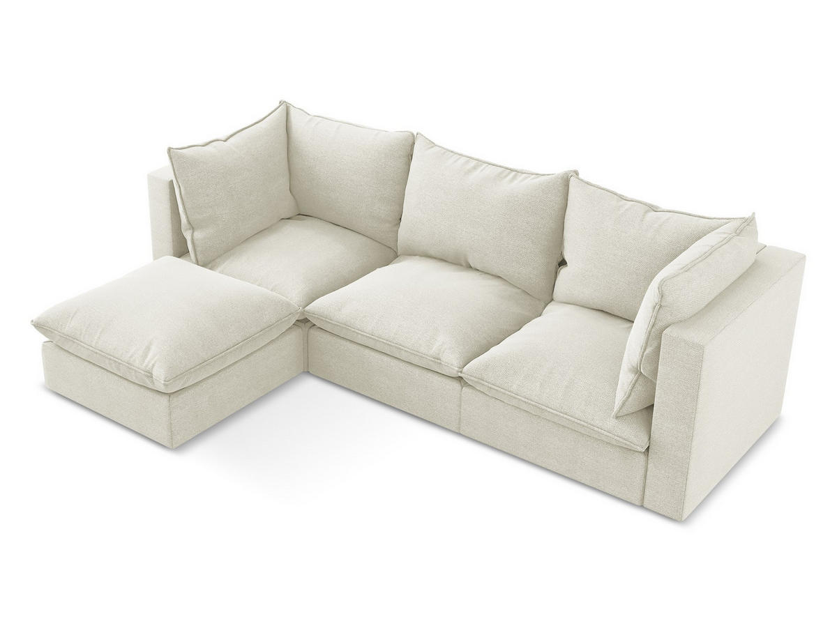 POUF Chenille Stoff Orange - Terracotta/Schwarz, Holzwerkstoff/Kunststoff (87/46/87cm) - Makamii