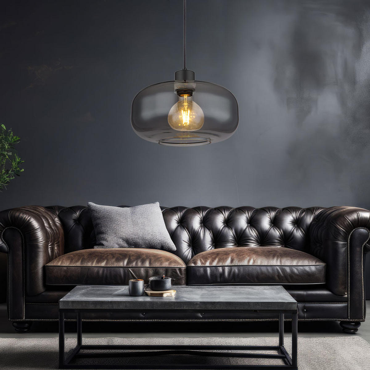 LED HÄNGELEUCHTE Metall Grau Rauchglas - Grau, Glas (28/28/120cm) - Globo Lighting