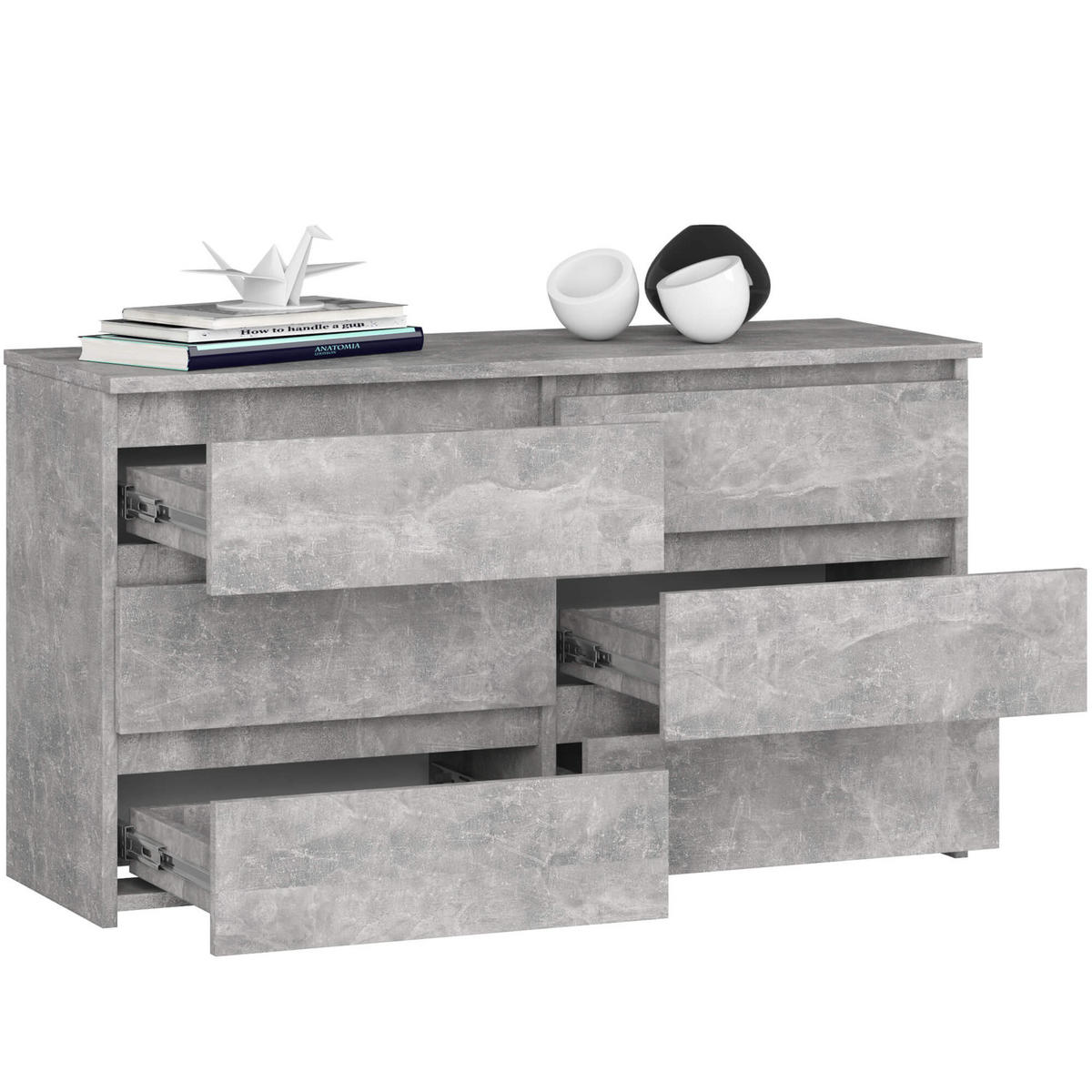 KOMMODE Steingrau 35x100x57 cm - Grau, Holzwerkstoff (100/57/35cm) - Akord