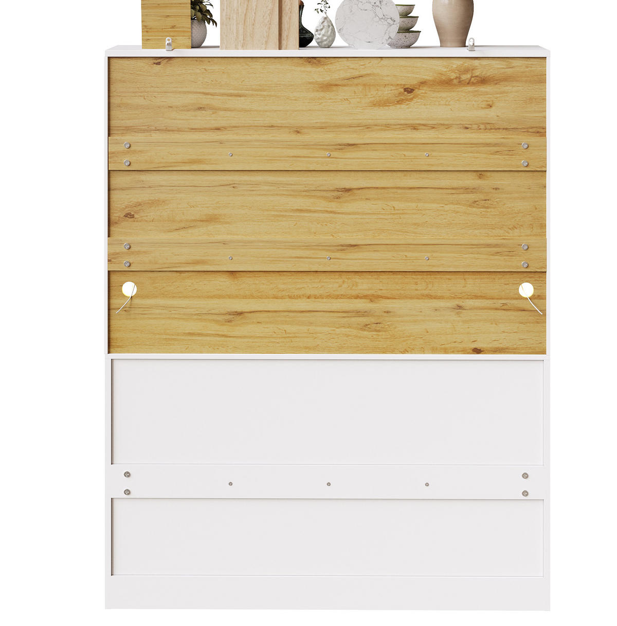 BUFFET 140/40/175 cm Weiß aus MDF mit LED-Beleuchtung - Weiß, Holzwerkstoff (140/175/40cm) - OKWISH