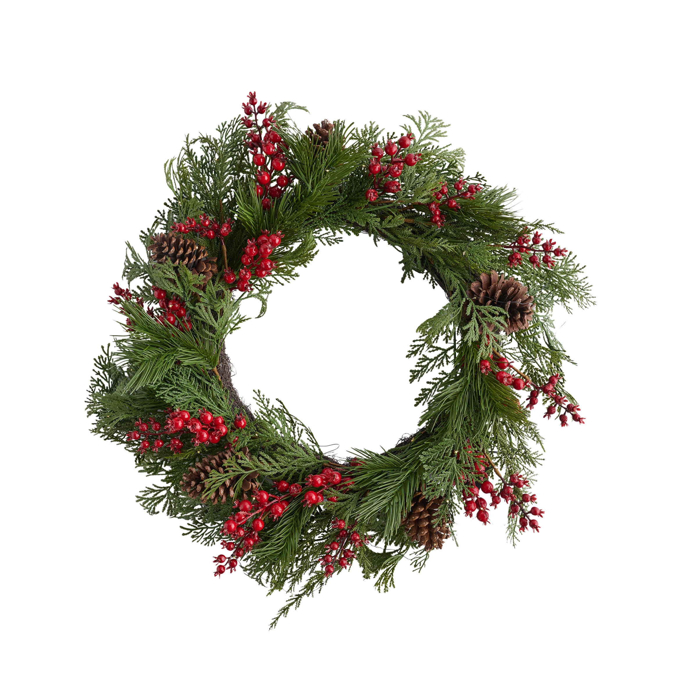 WEIHNACHTSKRANZ LED Holger, 65x65x17 cm - Grün, Kunststoff (65/17/65cm) - home&you