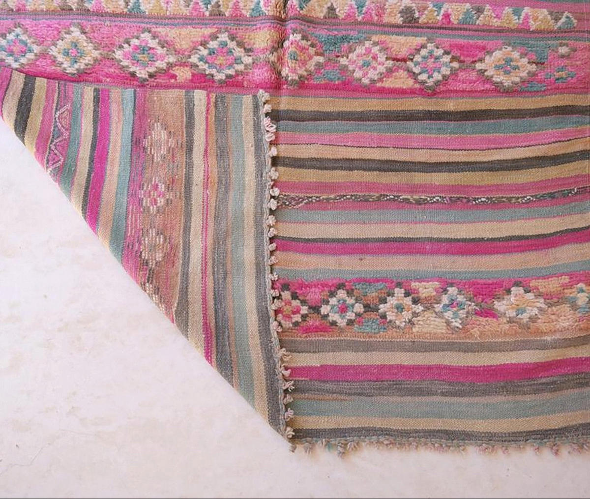 BERBERTEPPICH aus reiner Wolle 155x 363 cm - Pink, Naturmaterialien (155/363cm) - AFK Living