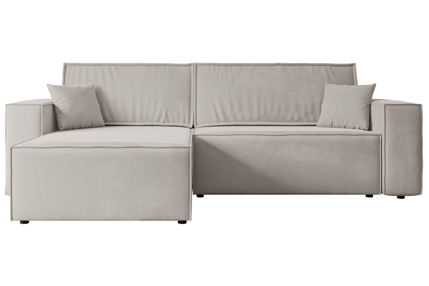 ECKSOFA mit Schlaffunktion und Bettkasten CELTIC-XL - 277x143x83 cm Hellbraun Velours - Hellbraun/Schwarz, Holzwerkstoff/Kunststoff (277/143cm) - ALTDECOR