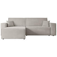ECKSOFA mit Schlaffunktion und Bettkasten CELTIC-XL - 277x143x83 cm Hellbraun Velours - Hellbraun/Schwarz, Holzwerkstoff/Kunststoff (277/143cm) - ALTDECOR