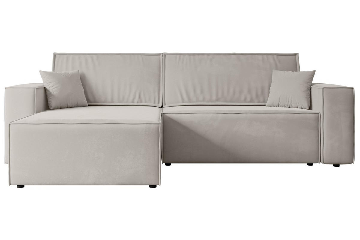 ECKSOFA mit Schlaffunktion und Bettkasten CELTIC-XL - 277x143x83 cm Hellbraun Velours - Hellbraun/Schwarz, Holzwerkstoff/Kunststoff (277/143cm) - ALTDECOR