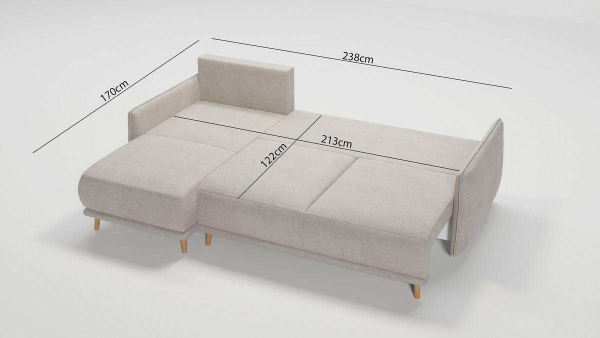 ECKSOFA Chroma Beige Luxusmicrofaser - Ecru/Beige, Holz/Textil (238/170cm) - S-Style Möbel