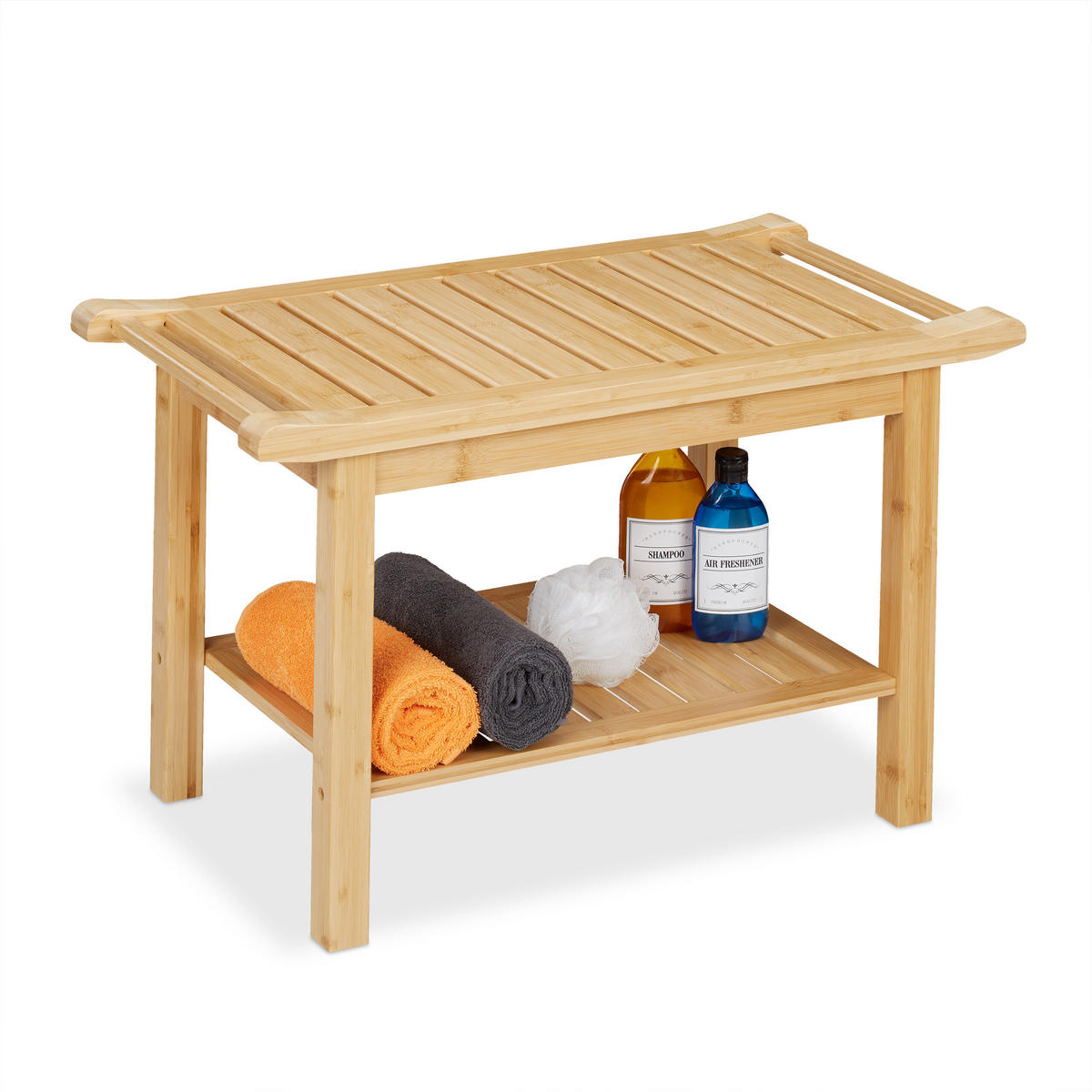 BADHOCKER - Hellbraun, Holz (75/45/40.5cm) - Relaxdays
