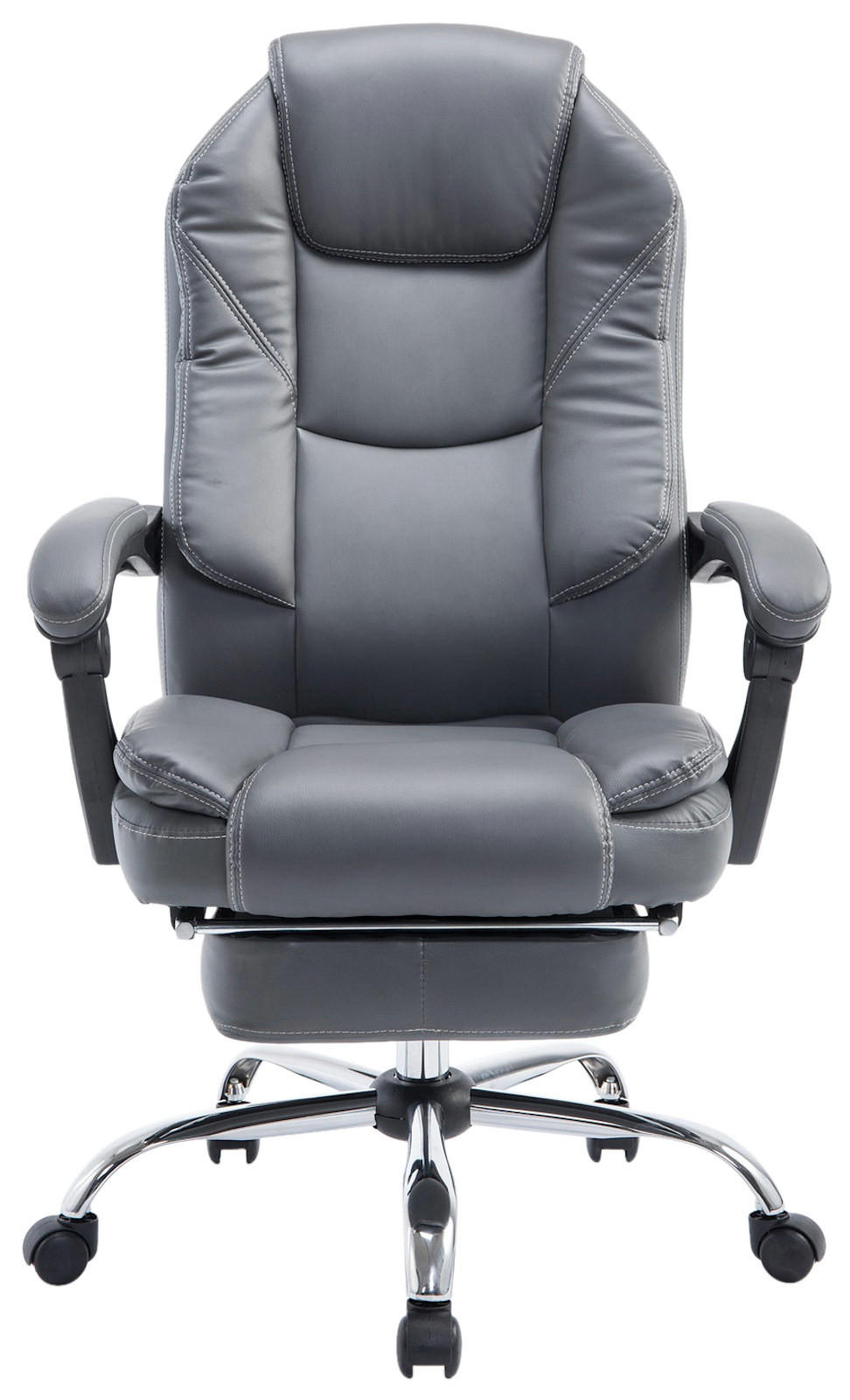 BÜROSTUHL MEDHA - 114x67x64, Grau | Kunstleder - Grau, Leder/Metall (67/114/64cm) - DELUKE