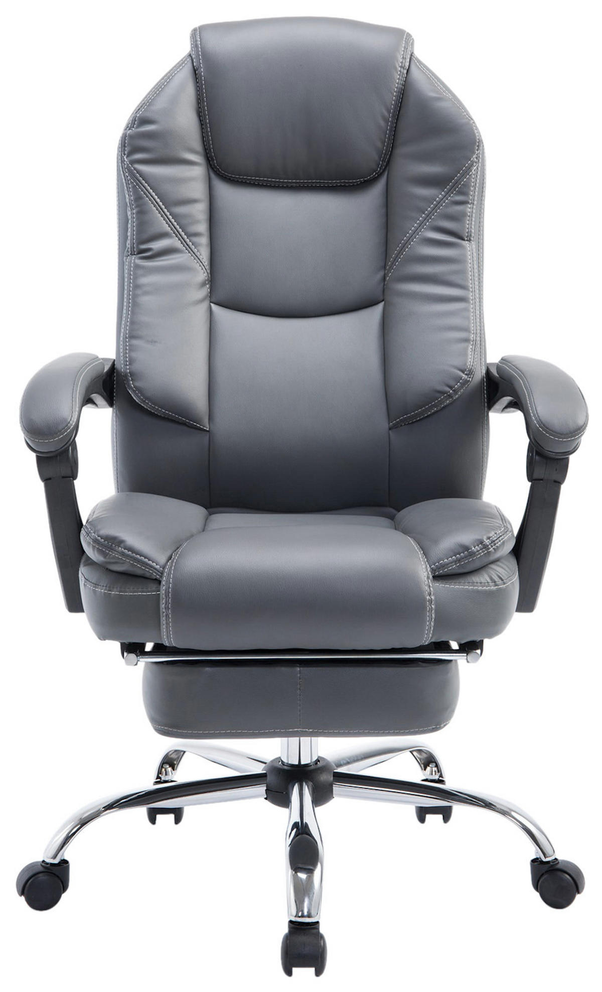 CHEFSESSEL Lederlook Grau - Chromfarben/Grau, Textil/Metall (67/114/64cm) - CLP