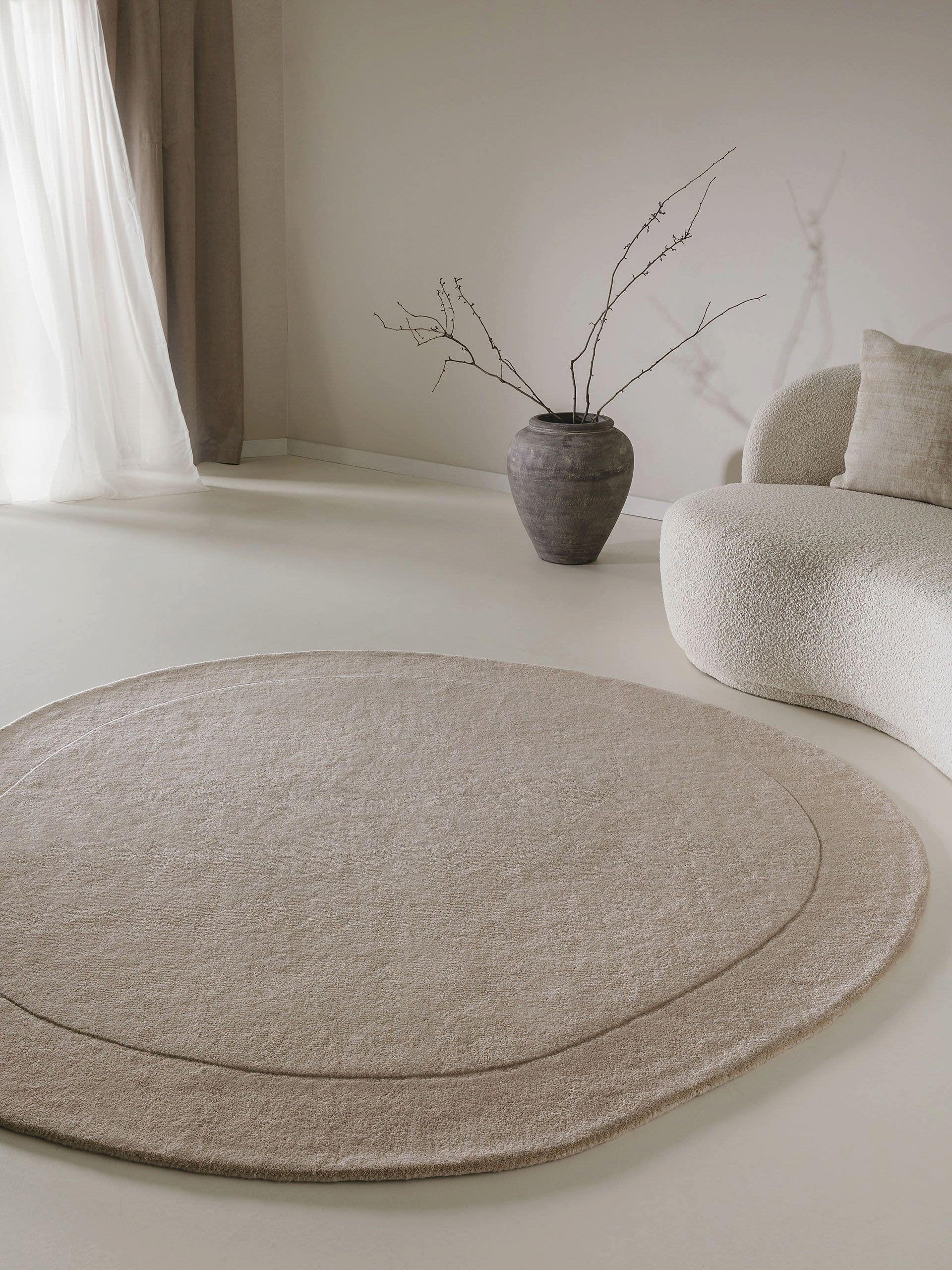WOLLTEPPICH Shape Cream ø 200 cm rund - Creme, Textil (200/200cm) - benuta Pure