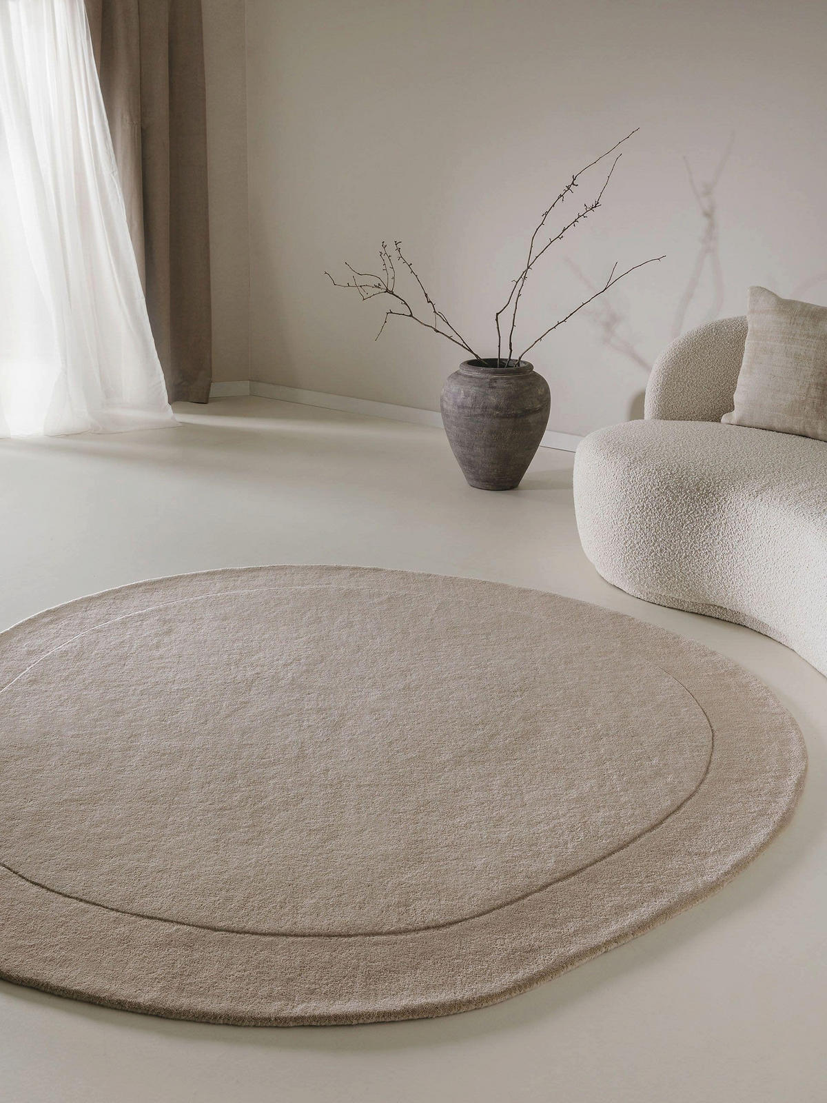 WOLLTEPPICH Shape Cream ø 200 cm rund - Creme, Textil (200/200cm) - benuta Pure