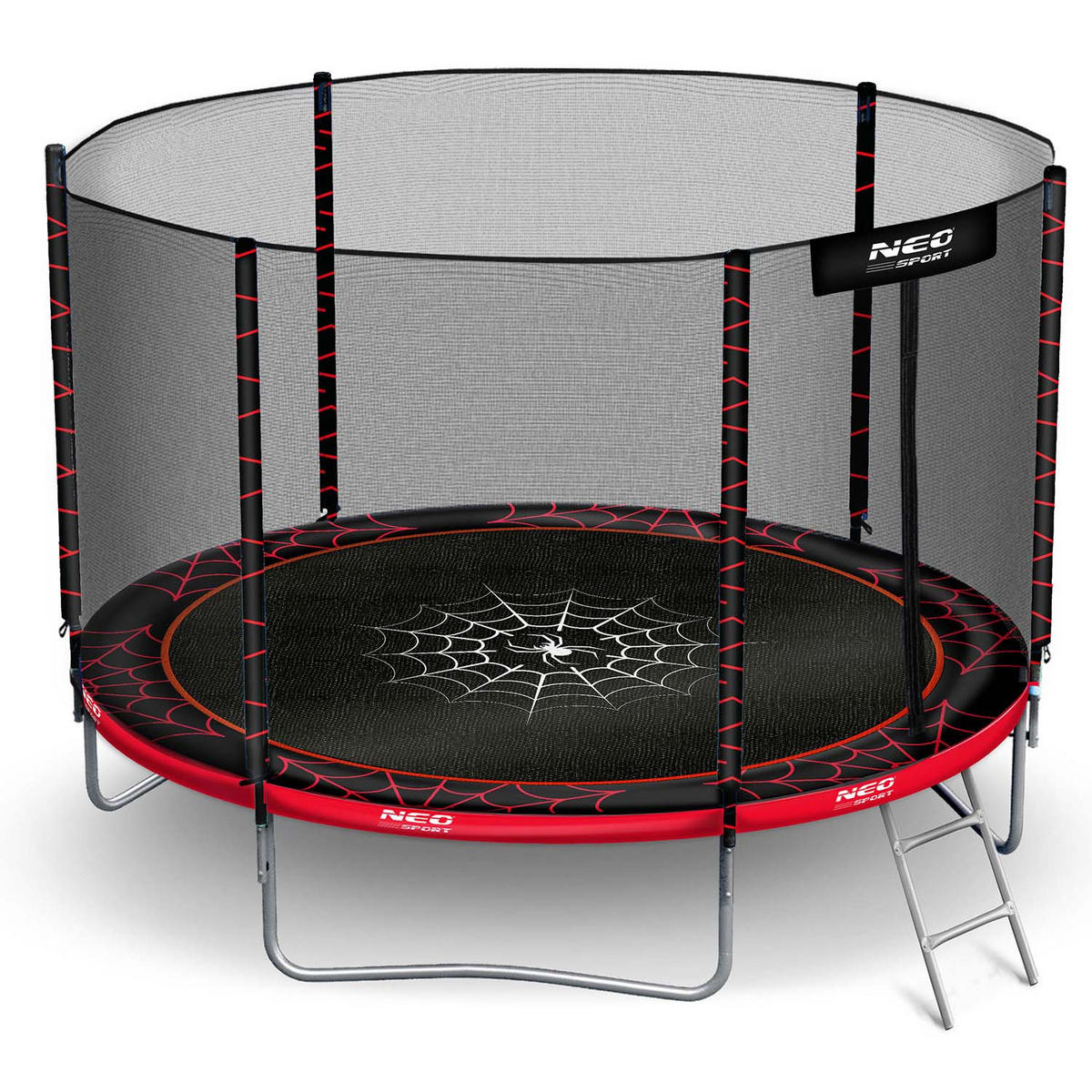 GARTENTRAMPOLIN 8 ft/252 cm mit Außennetz und Leiter - Rot, Metall (252/252cm)