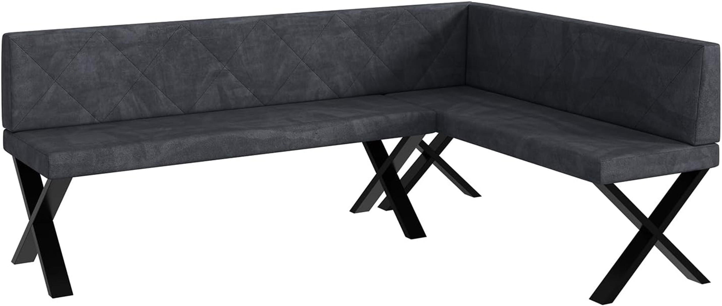 Meblini Eckbank Dunkelgrau 196x142 cm