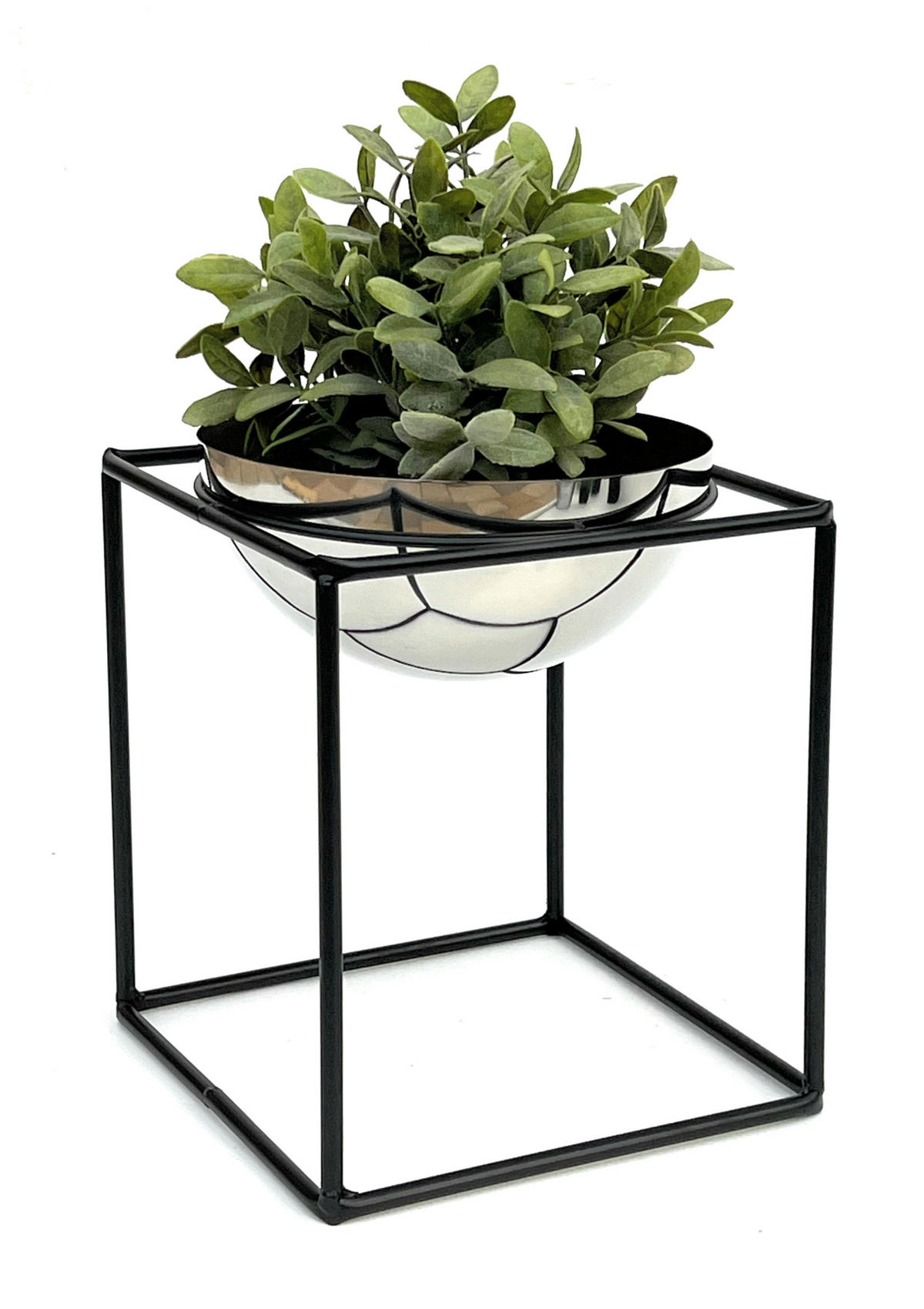 BLUMENHOCKER Metall Schwarz/Silber 20/20/28 cm - Schwarz, Metall (20/28/20cm) - DanDiBo