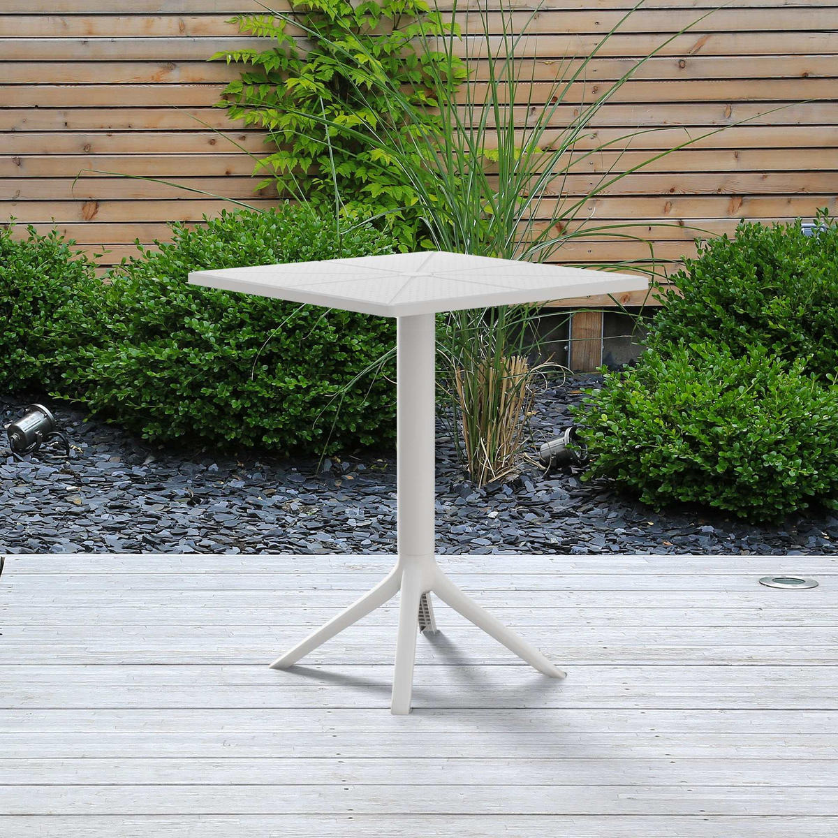 GARTENTISCH eckig 60/60/76 cm Kunststoff Weiß - Weiß, Kunststoff (60/60/76cm) - CLP