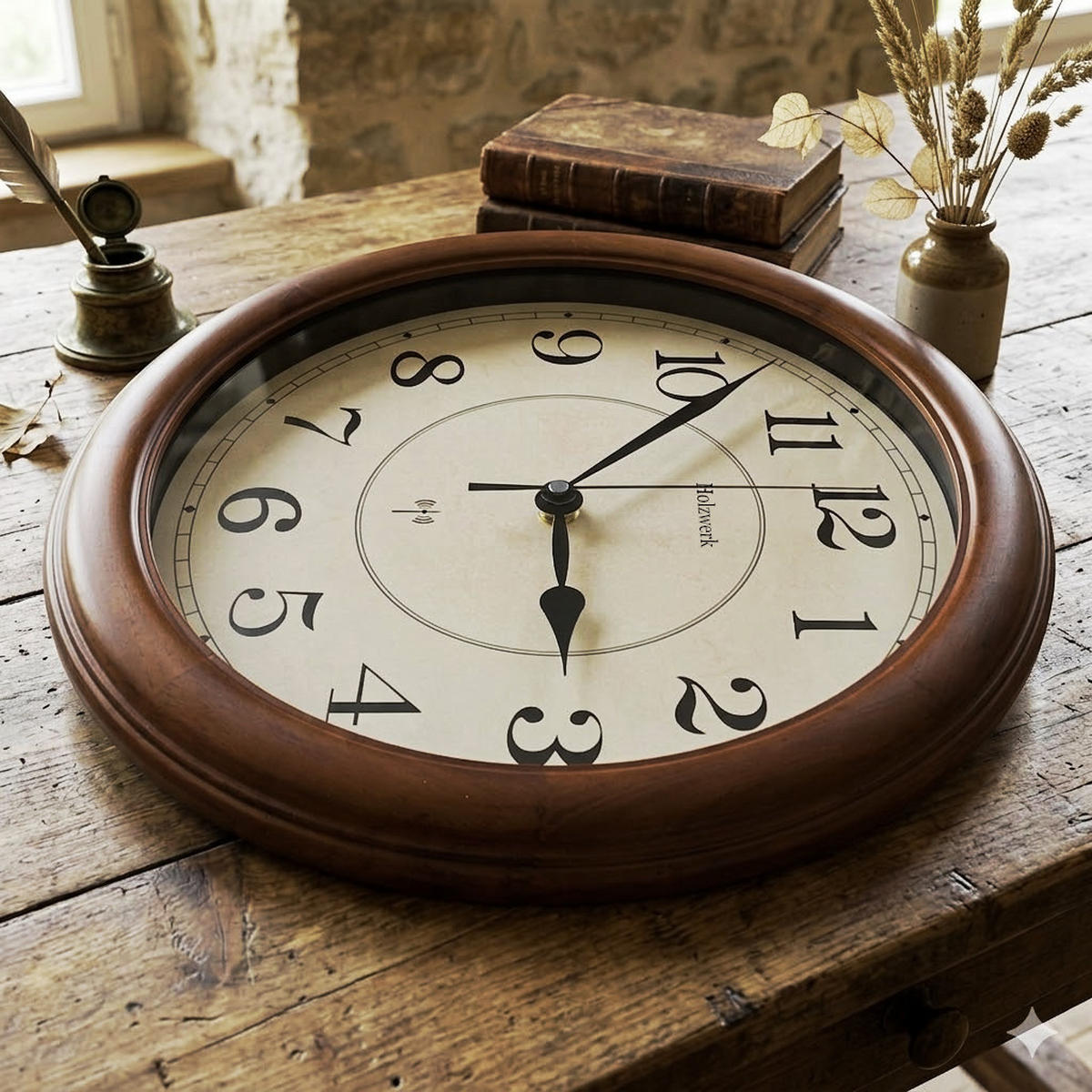 WANDUHR Holz Designer WITTENBURG (FUNK) Loft Wand Uhr, braun - Braun, Glas/Holz (35/35/5.5cm) - Holzwerk