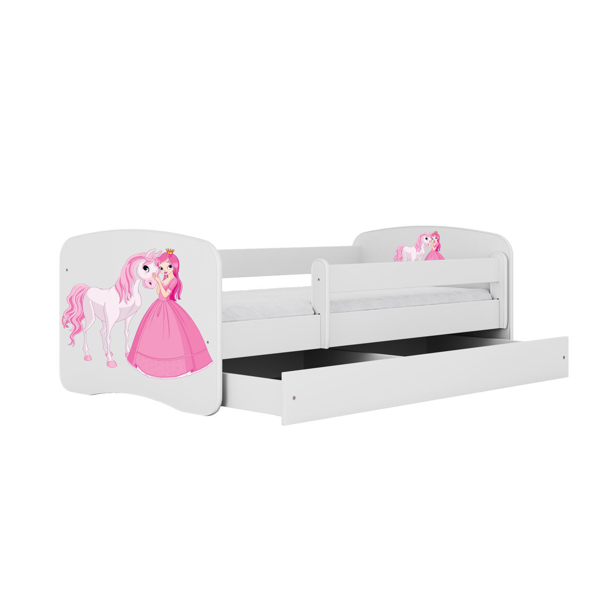 KINDERBETT Prinzessin Pferd mit Schublade 160/80 90/61/164 - Weiß, Holzwerkstoff (80/160cm) - RAUMHIRSCH FURNITURE