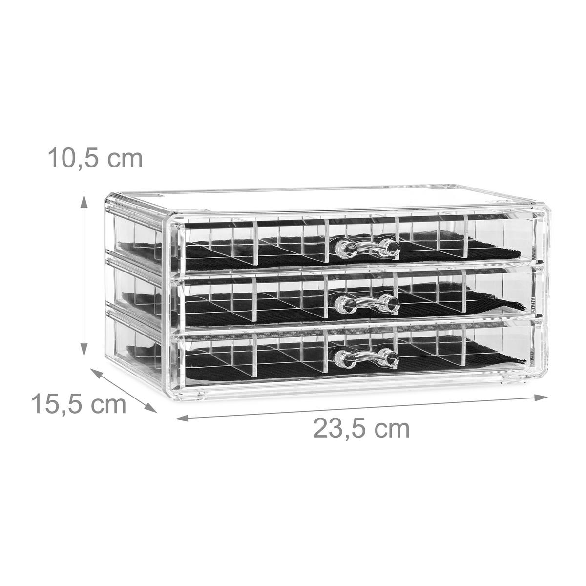 MAKEUP Organizer - Transparent, Kunststoff (23.5/10.5/15.5cm) - Relaxdays
