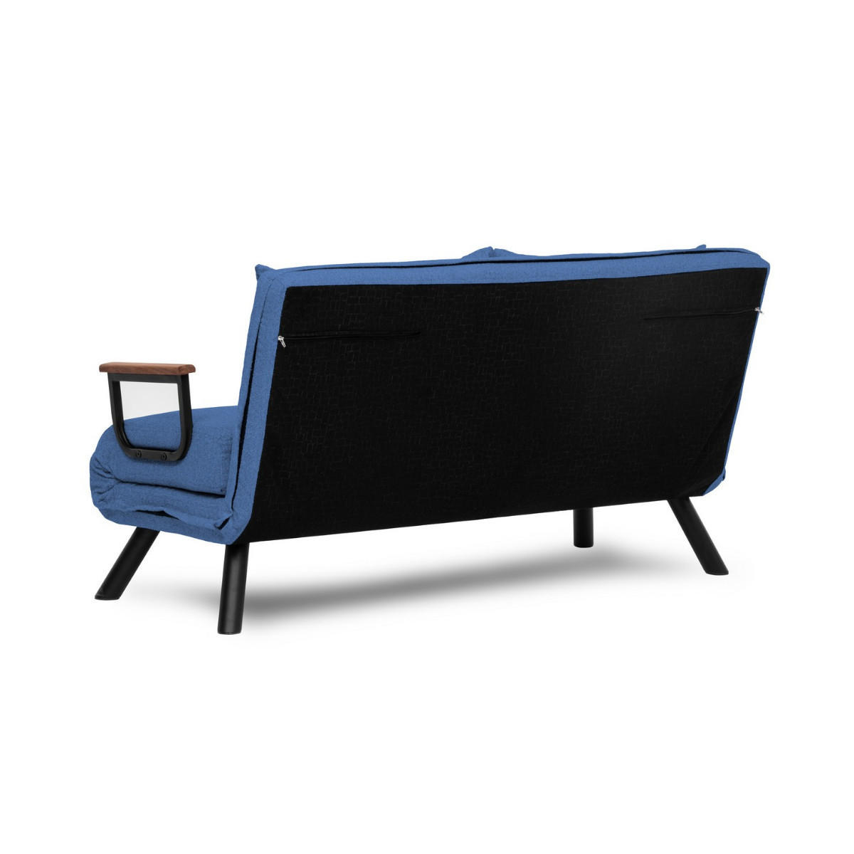 SCHLAFSOFA für 2 Personen mit Stoffbezug und Metallfüßen 133/50/41 cm - Blau, Metall (50/41/121cm) - Calicosy