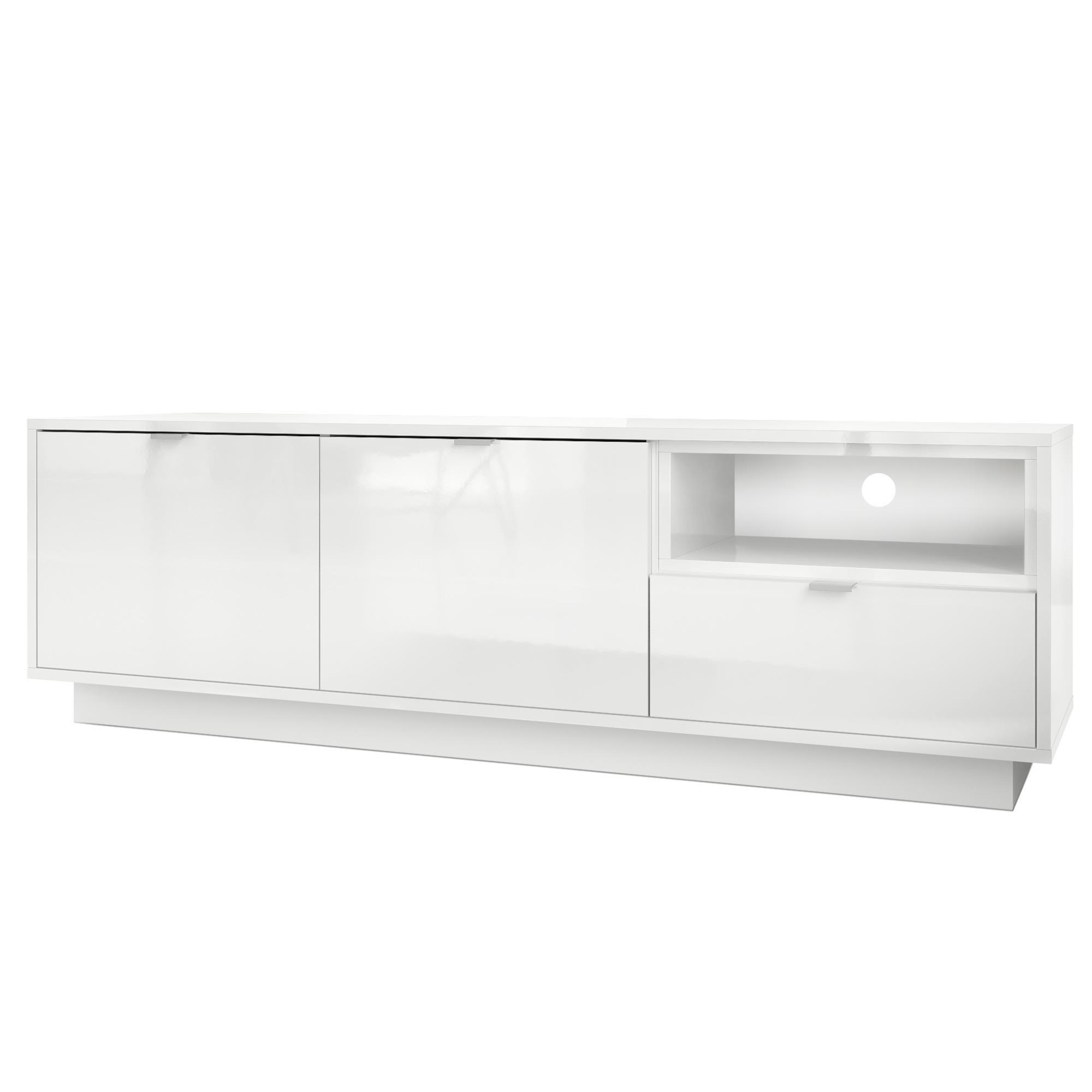 Vladon Lowboard Weiß Hochglanz 153x48x37 cm