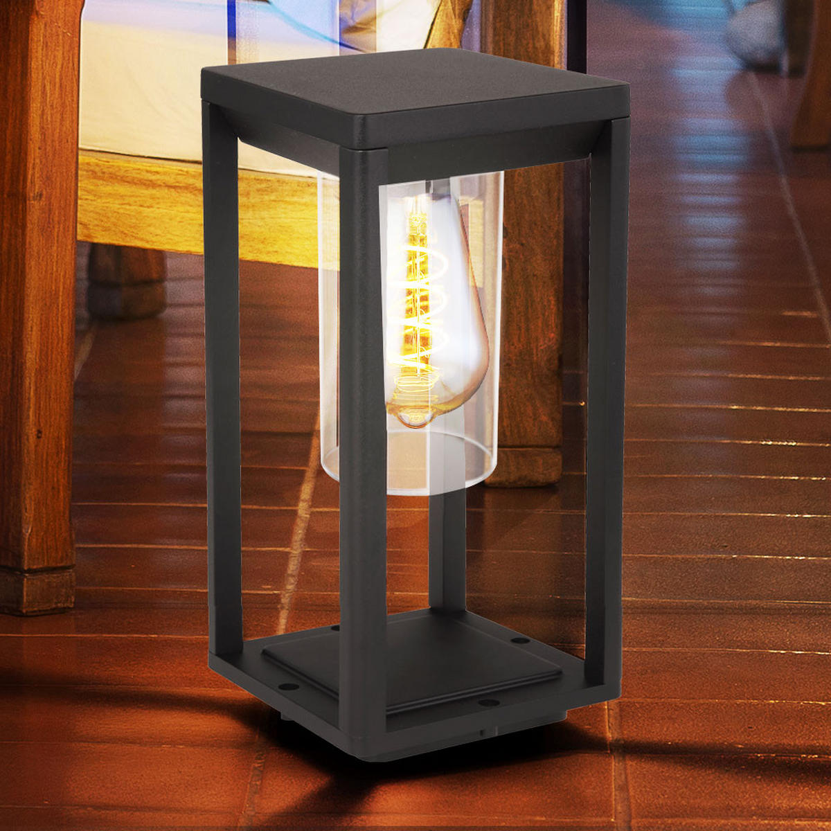 WEGELEUCHTE CANDELA Alu Schwarz - Schwarz, Kunststoff (15/15/35cm) - Globo Lighting