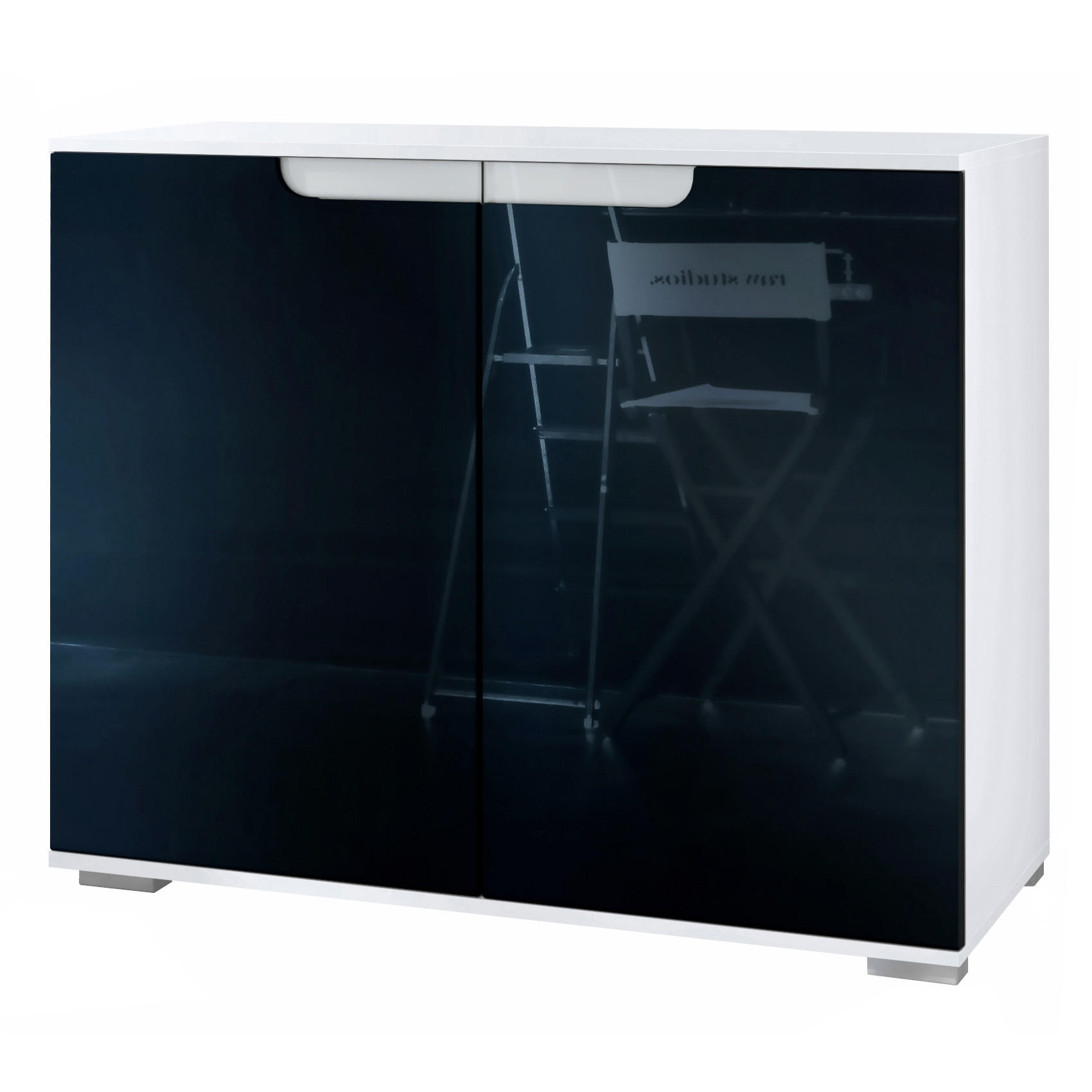 Vladon Kommode Schwarz Hochglanz 92.5x75.5x35 cm