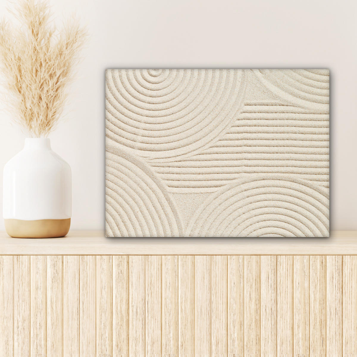 LEINWANDBILD Muster - Abstrakt - Weiß Wandbild 40x30 cm - Beige, Textil (40/30cm) - MuchoWow